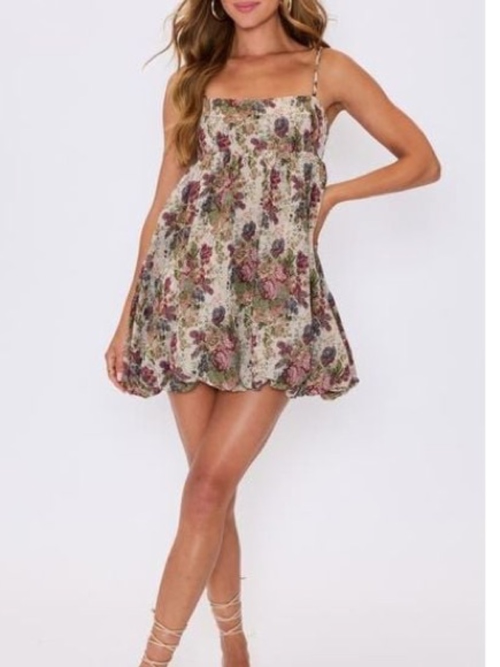 VICI Collection Hallie Floral Brocade Bubble Hem Minidress . Size L Women #535